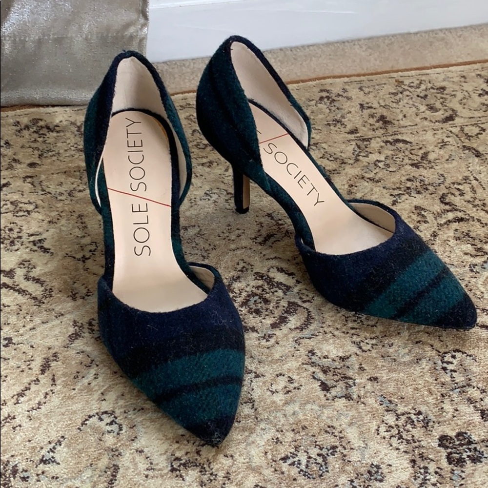 Plaid felt heels